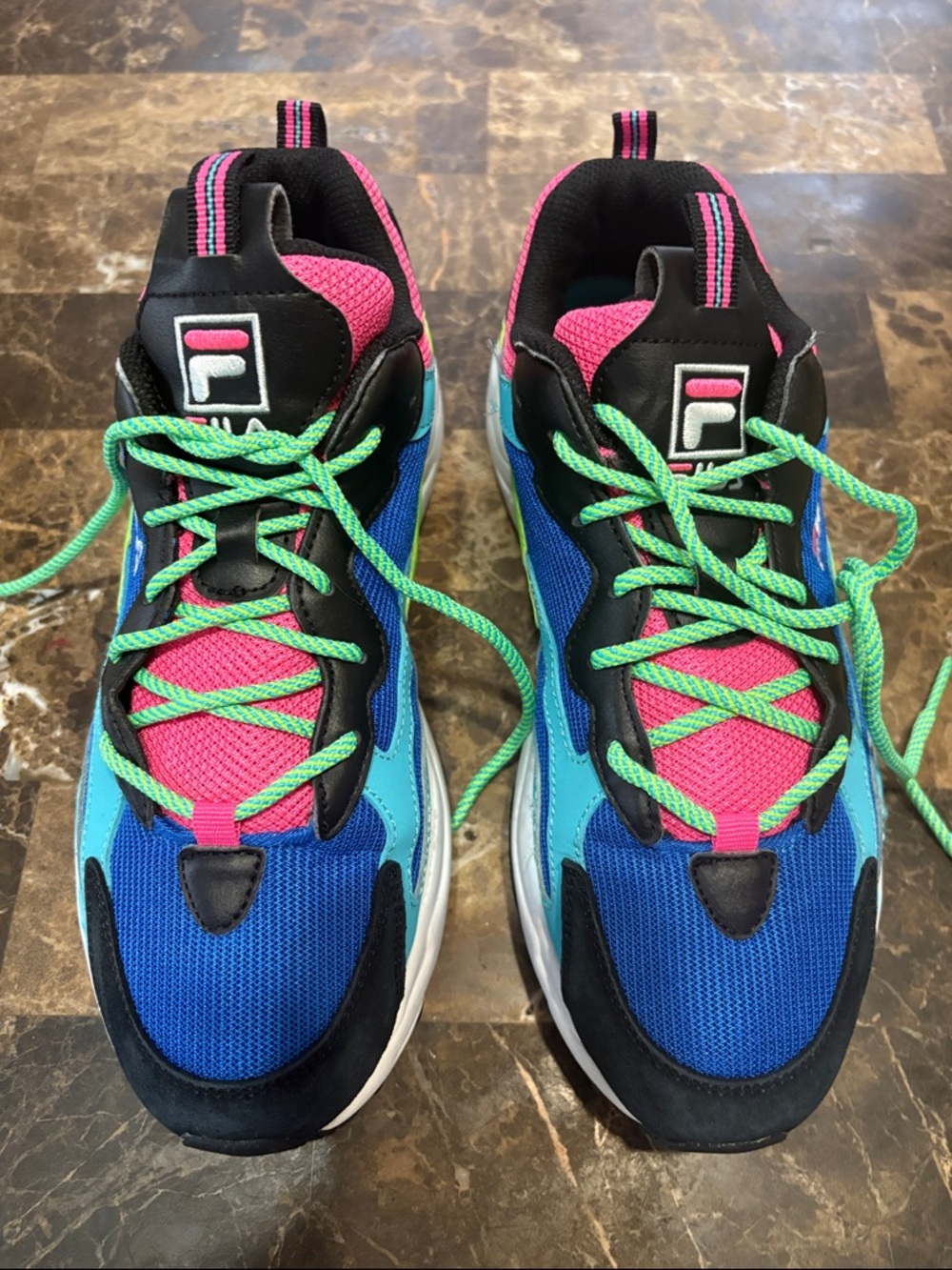 Fila Blue & Pink Retro Runner9.5sz with Green Laces worn a couple of times